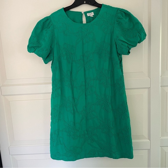 New! J. Crew green puff sleeve embroidered dress 26577 - Picture 2 of 10